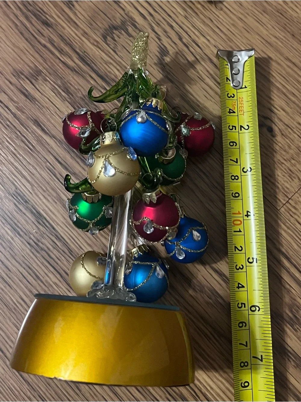 Handcrafted light up Mini Glass Christmas Tree MultiColor Ornaments holidays